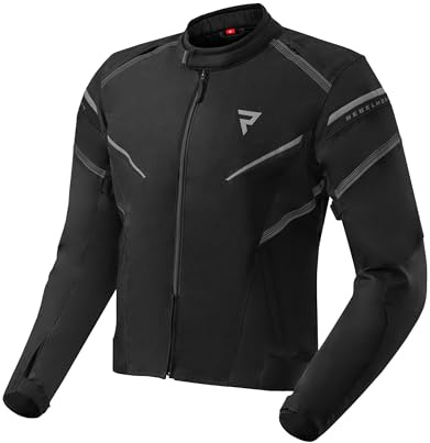 REBELHORN Spark motorcykeljacka herr | textil | 2 lager | integrerat membran | avtagbar isolerande väst | armbågar och axelskydd nivå 2 | storlekar upp till 4XL, svart, L