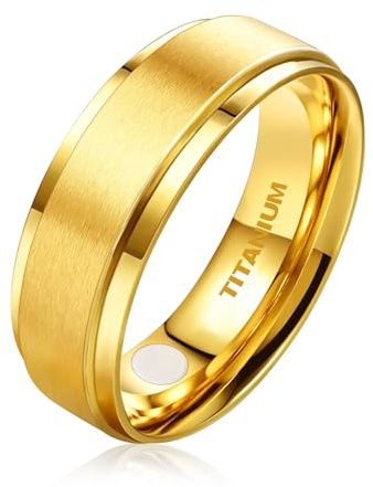 JEROOT Titan magnetiska ringar, magnetring män kvinnor, magnetiska ringar för män och kvinnor, terapeutisk magnetisk ring polerad livsstilsring stark magnet (3500 gauss) (62 (19,76), guld-8 mm)