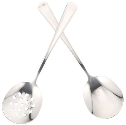 OUNONA 2pcs Dinner Serving Utensils Slotted Soup Spoons Family Party Restaurant Kitchen Supplies Reusable Slotted Utensils