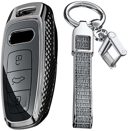 KUNIO Keyless Custodia per chiave adatta per Audi A8 A8L Q8 A3 Sportback A6 A7 Q7 RS6 S6 S7 SQ8 Q4 SQ7 TFSI chiave auto custodia PC custodia protettiva portachiavi 3 tasti