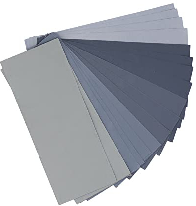 Papel de Lija de 20 Piezas, Papel de Lija Húmedo Seco, Juego de Grano 1000 a 7000, Doble Uso para Pulir Madera, Metal, con Característica Impermeable