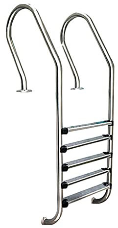 Échelle de piscine à main courante de piscine en acier inoxydable, marche en acier inoxydable de 2 à 5 marches enterrées pour piscine intérieure ou extérieure, avec pédale antidérapante, ca
