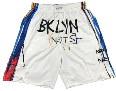 MCQOmcil Herren NBA Nets Basketball Shorts hochelastische atmungsaktive Sporthose(4,2XL)