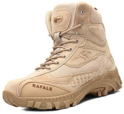 IYVW 523 B Bottes militaires Bottines Homme Boots Biker Bottes Impermeable Cuir Chaussures de Randonnée en Plein Air Jaune désert 42 EU