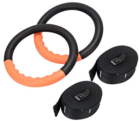 QAINKUN Turnringe rutschfeste Gymnastikringe mit 15 FT verstellbaren Schnallenriemen Aerial Hoop Pull Up Workout for Fitnessübungen Krafttraining Ringe Turnen(Orange)