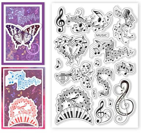 CHGCRAFT Silikon Stempel Musikalische Noten Stempel Transparente Stempel Clear Stamps Stempelset für DIY Scrapbooking Journaling Fotoalbum Dekorative Geschenkanhänger Kartenherstellung