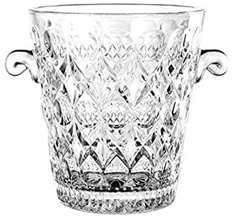 Seau à glace, seau à glace cadeau Seau à glace en verre cristal sans plomb Petit seau à glace transparent portable avec poignée de transport Seau de bar Seaux à vin à champagne à cocktail pour fêtes