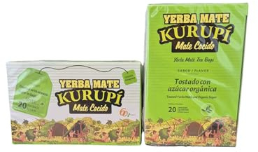 Yerba Mate Kurupí, Mate Cocido, Auténtica Industria Paraguaya, 2 Cajas x 20 Sacos (3g), Energía Natural y Tradición