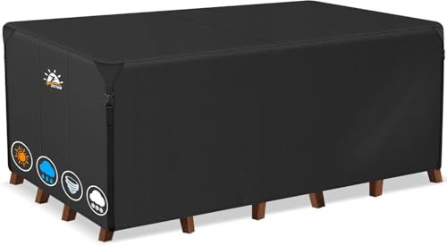 Zettum 280x190x73cm Large Garden Furniture Covers Rectangular 600D Heavy Duty Oxford Fabric Furniture Cover for Patio Table and Chair Set Anti Rain & UV Waterproof Garden Table Cover