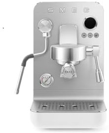 Smeg, Macchina da Caffè Espresso Manuale MiniPro EMC02, Triplo Termoblocco, Lancia Vapore e Portafiltro Professionali, Serbatoio da 1,7L, Cassetto Raccogligocce Rimovibile, 1700W, Bianco Matte