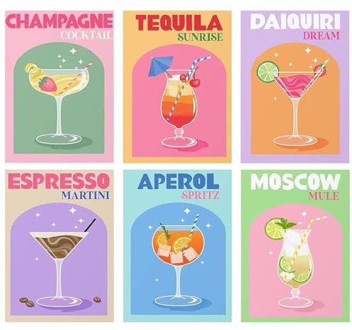 JATOK 6 Pack Paint by Numbers for Adults, Painting Kits for Beginners On Clear Colored Canvas, Easy DIY Acrylic Pigment Drawing Paintwork for Home Wall Decor, Cup 20x30CM/8x12in (no Frame