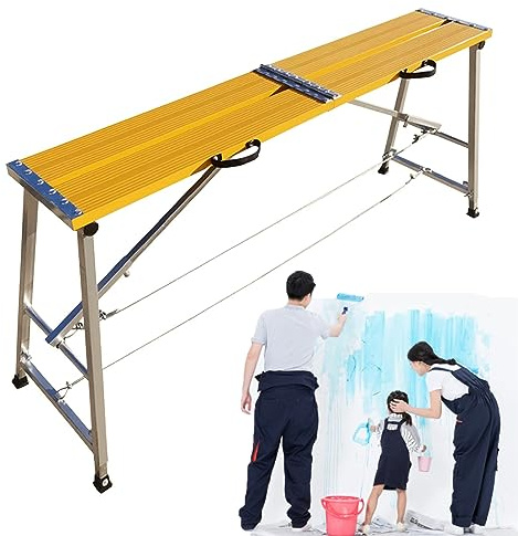 Piattaforma di lavoro pieghevole portatile regolabile – Scala per ponteggi resistente e sgabello multiuso per cartongesso, capacità di carico 400 kg, ideale per progetti edili e domestici