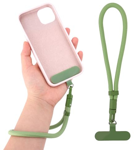 BOXOB Dragonne Universelle Réglable pour Téléphone, avec Languette d'Attache Compatible avec la Plupart Des Téléphones et Étuis Anti-Chute, Mains Libres (Vert)
