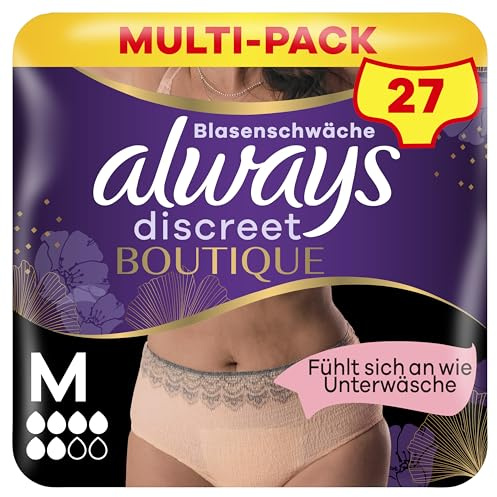 Always Discreet Boutique Inkontinenz-Höschen Plus Rosé, Für Frauen, M, 27 Höschen, Fühlt Sich An Wie Unterwäsche, Super Saugfähig, Das Design Schmiegt Sich Ihrem Körper An Für Eine Angenehme Passform