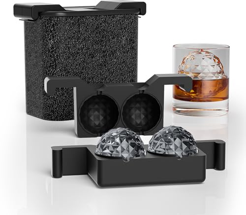 Bangp Clear Ice Ball Maker Mold,Crystal-clear Ice Cube Maker,2 Distinctive 2.4 Clear Sphere Ice Cubes for Cocktails and Drinks,Fun Shapes Ice Ball Mold,Whiskey Gifts for Men