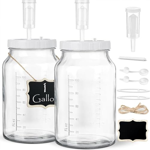 EUBSWA Fermenteringsglas 2 st 1890ml - Lufttät Kimchi-behållare med dubbellock, mätskala, Perfekt för surkål och surdeg (hemkockar & hälsomedvetna)