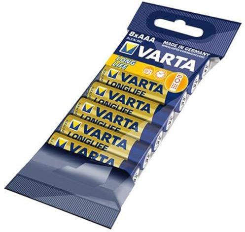 VARTA Batterien AAA, 8 Stück, Longlife, Alkaline, 1,5V, ideal für Fernbedienungen, Wecker, Radios, Made in Germany