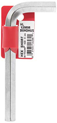 Bondhus 16280 12-mm-Spitze Schlüssel Innensechskantschlüssel mit briteguard Finish, markiert und Barcode, kurz Arm