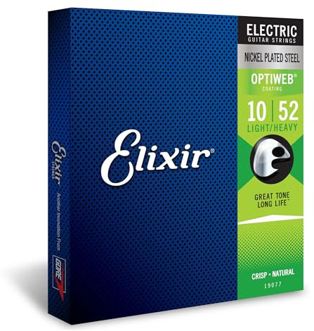 Elixir® 19077 Saiten E-Gitarrensaiten mit OPTIWEB™ Beschichtung, Light/Heavy (.010-.052)