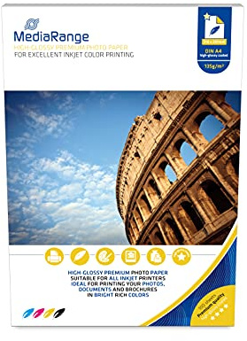 MediaRange MRINK105 carta fotografica glossy DIN A4 (210 x 297mm) 160gr 100 fogli