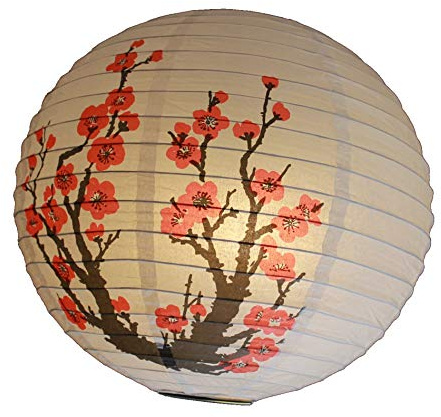 AAF Nommel ®, 270, Lampion 1 Stk. Papier weiss japanisch rund Kirschblüte, Durchmesser 40 cm