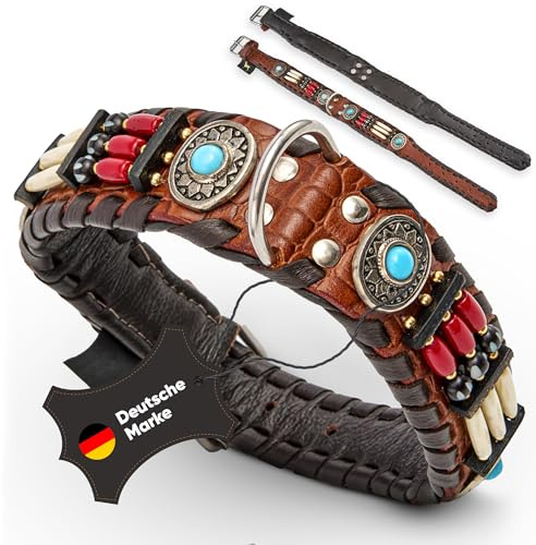 MICHUR Carlota Hundehalsband Leder Braun Indianer