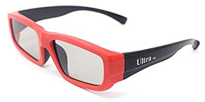 Ultra 3 Red and Black Childrens Passive 3D Glasses Kids for Use with all Passive TVs Cinema Projectors and RealD Films Movies Circular Polarised 3D Glasses Passive Kids Movies Cinema 3D Glasses
