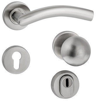 ck-türbeschläge Feuerschutzgarnitur Shine Edelstahl matt/EN 1906 DIN 18273 / TS 40-66 mm - WE m. ZA DIN R Kugelknauf