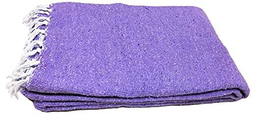 Open Road Goods Handmade Solid Color Yoga Blanket - Thick Mexican Blanket or Throw - Made for Yoga! (Violet Blanket)