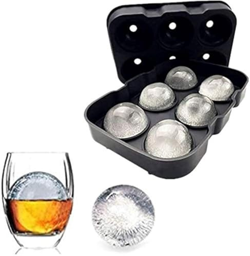 Silicone Round Ice Cube Mold, Round Ice Cube Trays for Freezer with Funnel, Easy Release Ice Cube Tray Circle Balls for Whiskey Cocktails Bourbon