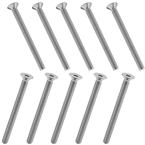 MroMax M5 x 12 clavos, tornillos y sujetadores de acero inoxidable 304, tornillos avellanados, cabeza plana, 10 unidades