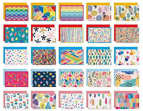 Dessie 50 Different Blank Cards With Envelopes - 4x6 Inch Blank Greeting Cards w/Colored Envelopes & Gold Seals. Colorful Designs - No Repetition. All Occasion Note Cards with Envelopes Set