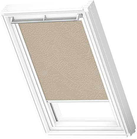 VELUX Original Dachfenster Verdunkelungsrollo für UK04, Sandbeige Gepunktet, mit Weißer Führungsschiene