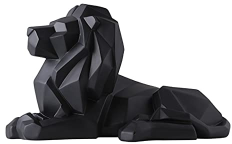 Vinbcorw Löwe Skulptur-Statue, Handwerk, BüRo, Dekoration, Geometrisch, Kunstharz, Wildtiere, Löwe, Statue Craft Skulptur Schlafzimmer Löwe,Schwarz