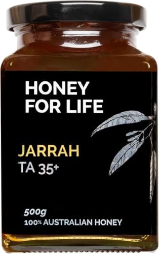 Honey for Life Jarrah Honey TA35+ > Manuka Honey Medical Grade MGO1125 500g | Glass Jar - Stronger than Medical Grade Manuka Honey MGO 1125+ - Raw Real Pure Cold Pressed West Australian Honey 500g