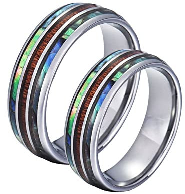 Homxi Gravur Ehering,Wolframringe Eheringe 8MM Silberring mit Rund Verlobungsringe Paare Damen 60 (19.1) + Herren 65 (20.7)