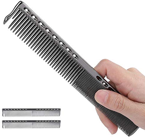 2 Stück Metall Friseurkämme, Professionelle Edelstahl Haarstylingkämme Die Haarkamm Schneiden Salon Friseurkamm Detangler Kamm (Schwarz)