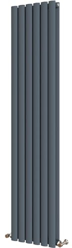 Radbliss Oval Column Vertical Radiator 1600x354mm Anthracite Double Central Heating Upright Tall Designer RAD