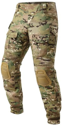 Aineeba Mens Tactical Combat Pants with Knee Pads, Military Camo Paintball, 34W/32L