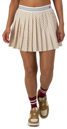 Champion Damen Plissierter Sportrock, feuchtigkeitsableitender Rock mit integrierten Shorts, 7,6 cm Skort, C Interlock Champagne Frost, Groß