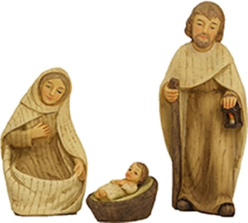 FADEDA 4X Heilige Familie modern, gebeizt/Höhe:10 cm/handbemalt/detailgetreue Krippen Figuren - Weihnachten Tisch Dekoration Krippe Zubehör
