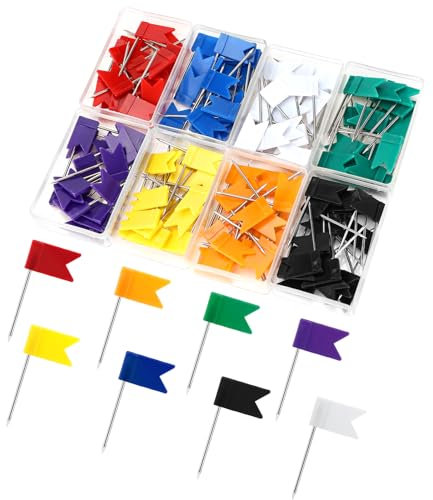 Fahnennadeln Bunt 160 Stück Fahnennadeln Bunt Reißzwecken für Pinnwand, Pins Für Pinnwand,Bulletin und Landkarten für Heim,Büro und Schule Landkarte Fotos für Heim,Büro und Schule Landkarte Fotos