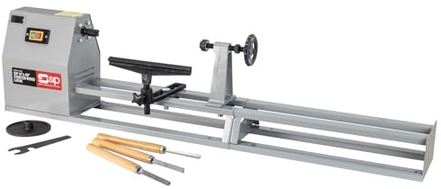 SIP 14 x 40 Wood Lathe 370W 4-Speed Benchtop Woodturning with Chisels | Bowl Turning, Spindle Turning, Faceplate, Tailstock, Small Workshop, DIY, 350mm Capacity, 1016mm Centres, NVR Switch, 230V
