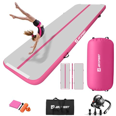 AKSPORT Tappetino ginnico gonfiabile con rullo ginnico a barile d'aria per tumbling posteriore/Yoga/Cheerleading/camminate all'indietro, con pompa d'aria