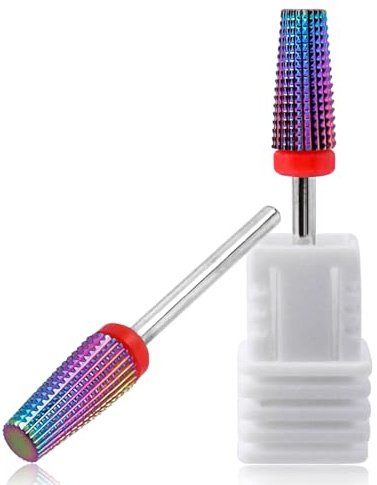 Mesee 2 Stück konische Nagelbohrer-Set, 3/32-Zoll-Schaft Wolframstahl, konische Form, Nagelbohrer, Frässtifte, Nagelfeile, Maniküre, Pediküre, Werkzeug, Zubehör für Gel-Nagelhautentferner