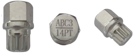 M&S Security Master - Bullone antifurto per ruota dell'auto, compatibile con VW Volkswagen ABC 3/14 14 Spline per Caddy Golf Jetta Passat Polo Tiguan Touran Transporter