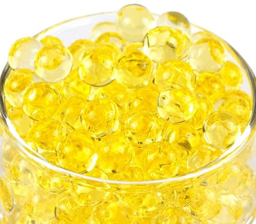 ZOWOKI Water Beads for Vases 6,000 Plus - 50 g Water Gel Jelly Balls Vase Filler - Beads for Floating Candles Making, Wedding Party, Decorative Home Accessories Plants and Craft (50g Yellow)