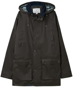 LightHouse Oxford Mens Raincoat, Waterproof Windproof Jacket with Detachable Check Lined Hood - Chocolate - L