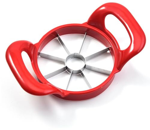 Fzzuzdlap 1 PCS Tranchoir Version Améliorée 8 Lames Grand Évideur Tranchoir à Pomme en Plastique Rouge