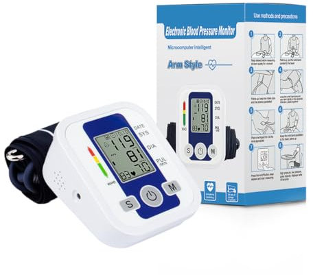 Lvozize Tensiómetro de Brazo Digital, Medidor Tension Arterial con Control de Ajuste del Manguito Medición Precisa de la Presión Arterial y el Pulso Aparato Tension Arterial con Función de Memoria